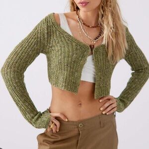 Urban Outfitters Green Knit Kylie Cardigan / Sweater